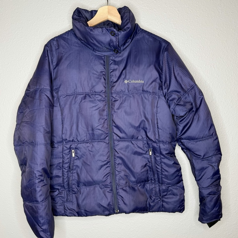 Columbia Purple Blue Puffer Jacket Women's M Zip Up Lightweight Winter Coat Gorp